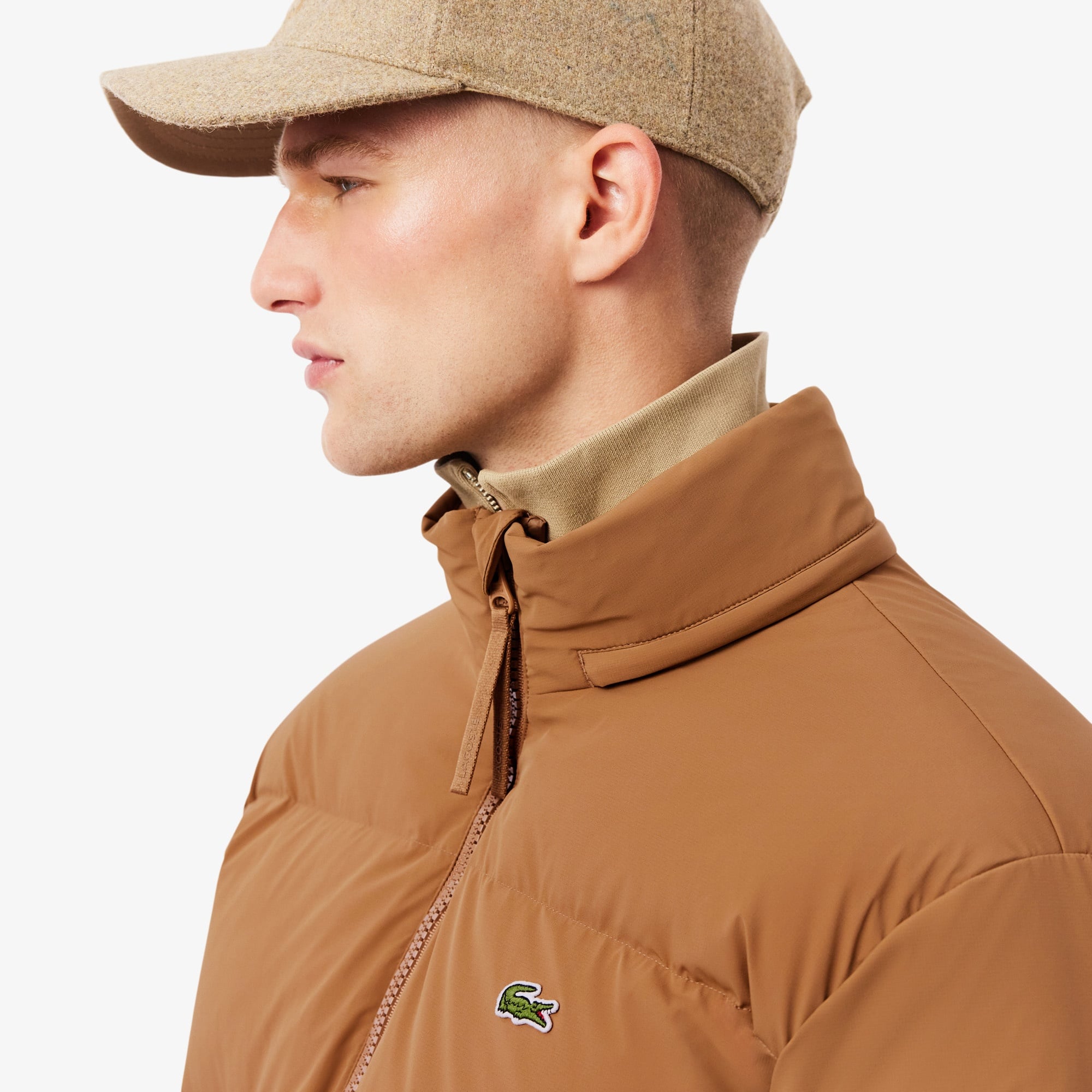 Lacoste Erkek Relaxed Fit Fermuarlı Koyu Kahverengi Mont