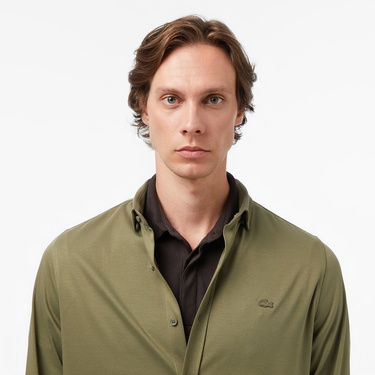  Erkek Slim Fit Haki Gömlek