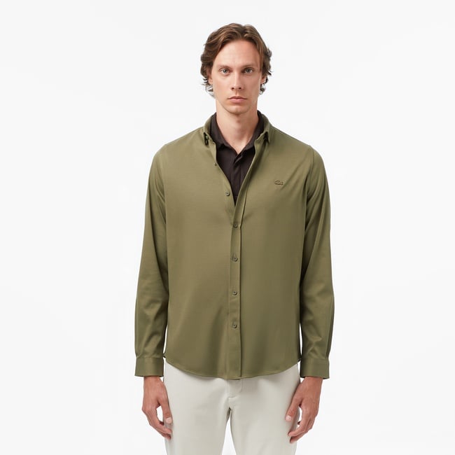  Erkek Slim Fit Haki Gömlek