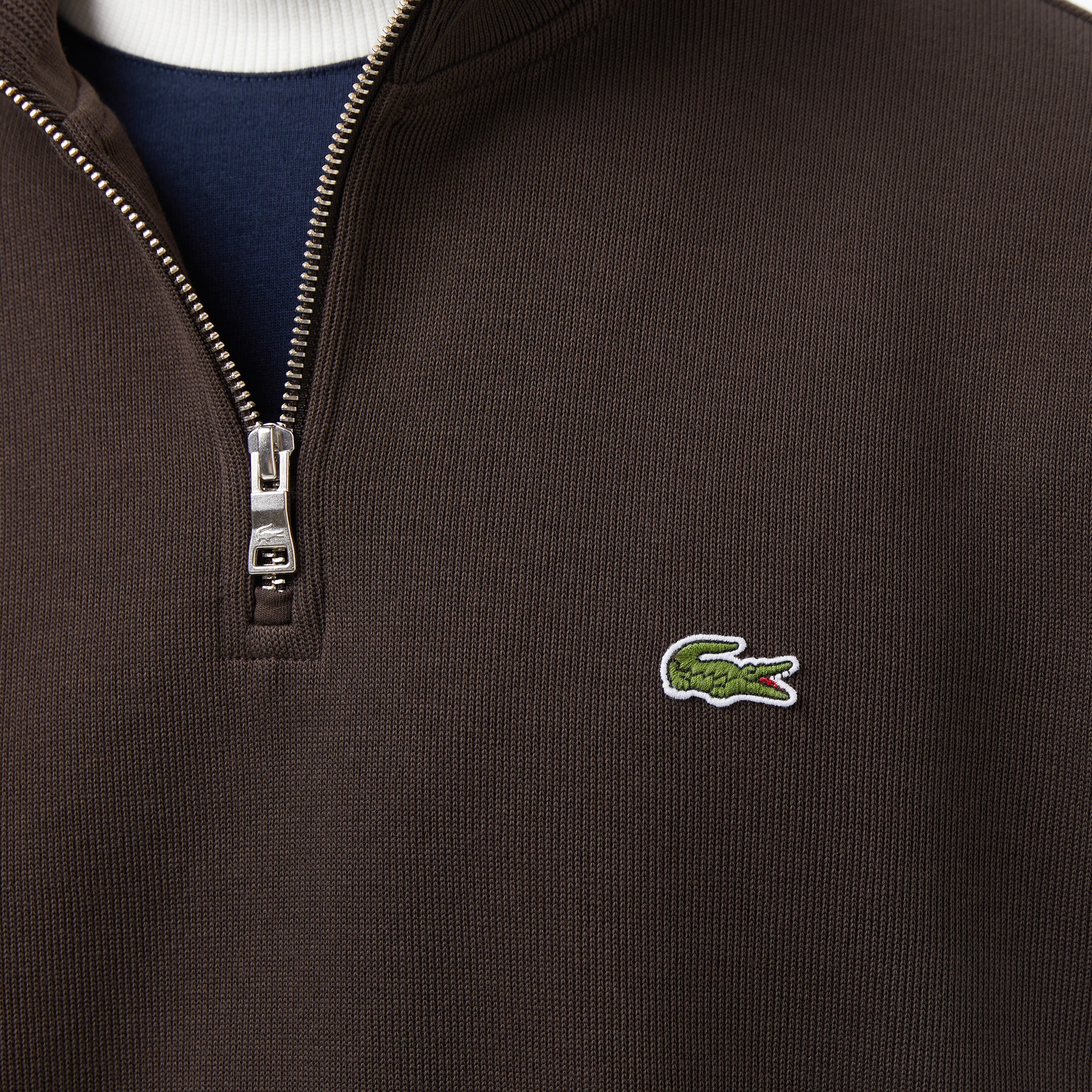 Lacoste Erkek Classic Fit Yarım Fermuarlı Kahverengi Sweatshirt