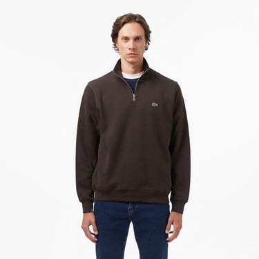 Lacoste Erkek Classic Fit Yarım Fermuarlı Kahverengi Sweatshirt