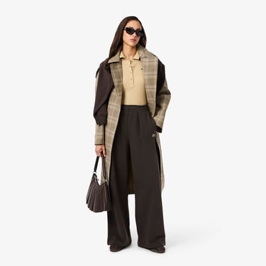  Lacoste Kadın Wide Leg Kahverengi Eşofman Altı