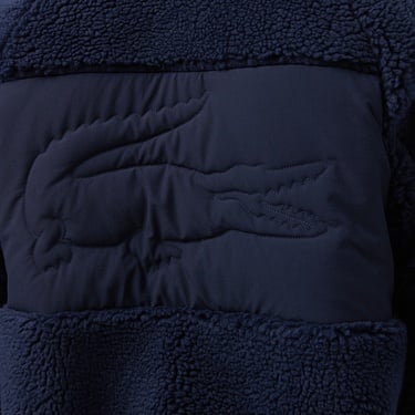  Lacoste Erkek Dik Yaka Renk Bloklu Lacivert Ceket