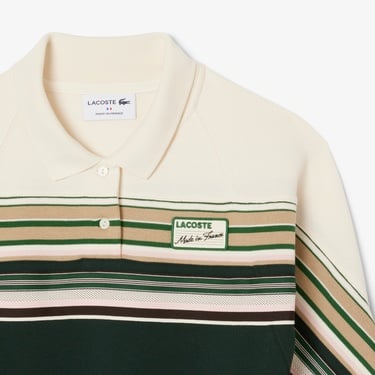  Lacoste Kadın Slim Fit Uzun Kollu Polo Yaka Renk Bloklu Koyu Yeşil Elbise