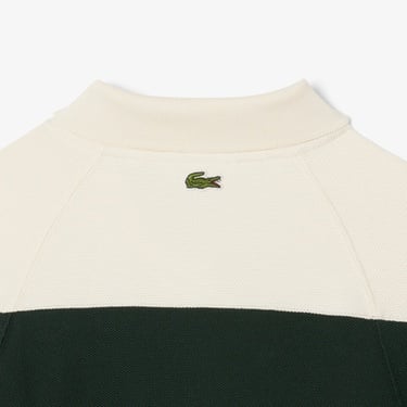  Lacoste Kadın Slim Fit Uzun Kollu Polo Yaka Renk Bloklu Koyu Yeşil Elbise