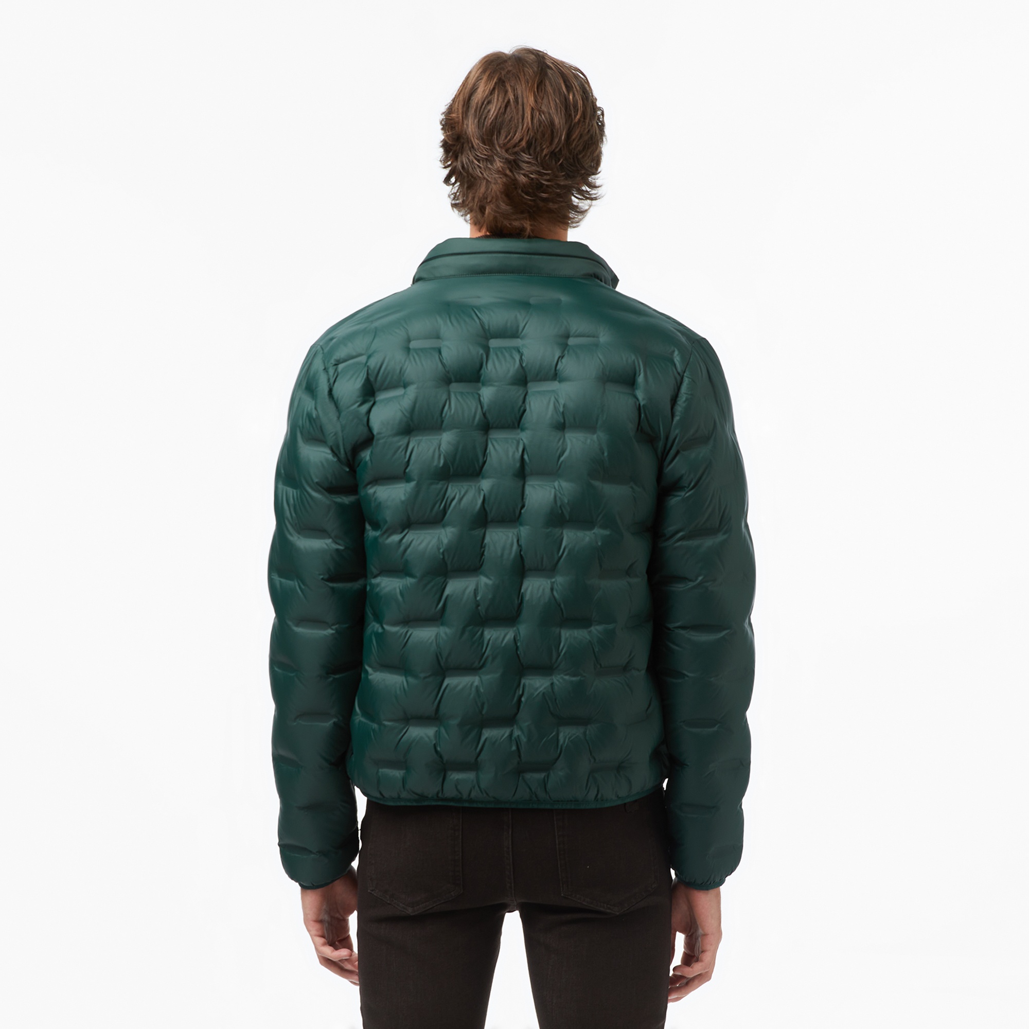 Erkek Kapüşonlu Kapitone Koyu Yeşil Mont