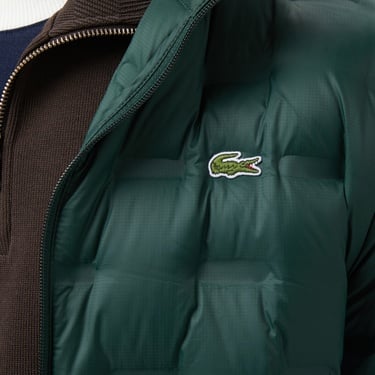  Lacoste Erkek Dik Yaka Kapitone Koyu Yeşil Mont