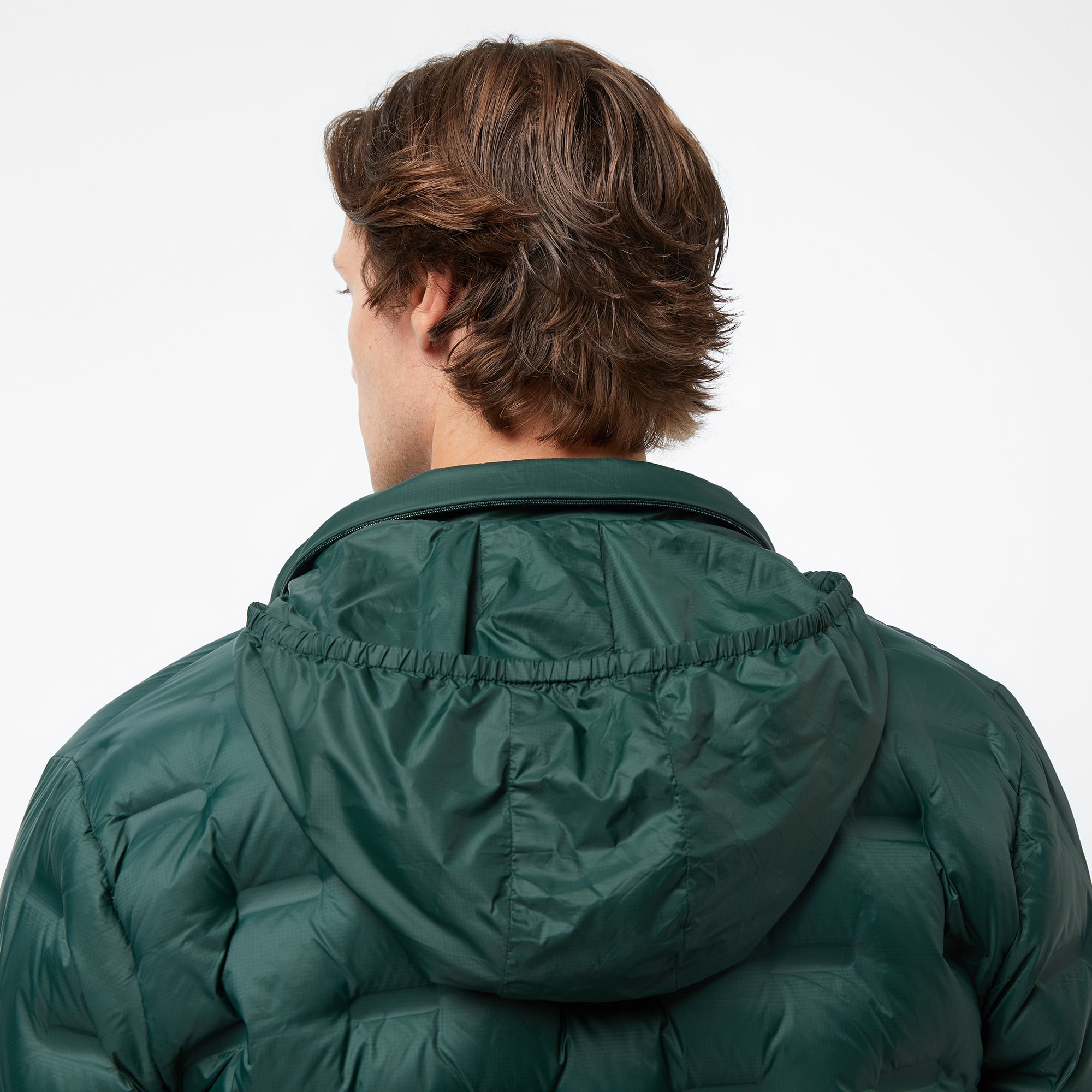 Erkek Kapüşonlu Kapitone Koyu Yeşil Mont