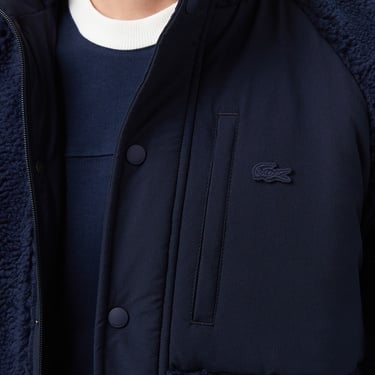  Lacoste Erkek Dik Yaka Renk Bloklu Lacivert Ceket