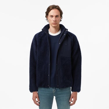  Lacoste Erkek Dik Yaka Renk Bloklu Lacivert Ceket