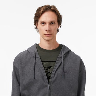  Erkek Relaxed Fit Kapüşonlu Gri Sweatshirt