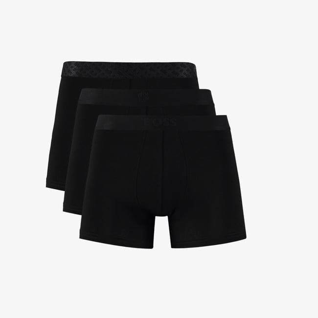  Boss 3'lü Trunk Logo Erkek Siyah Boxer