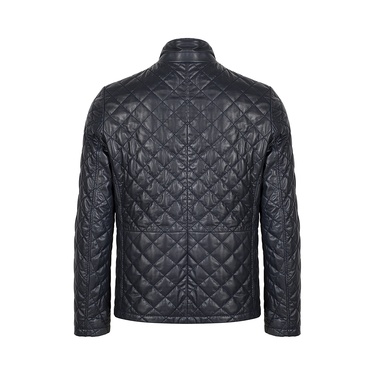  Erkek Lacivert Kapitone Deri Ceket