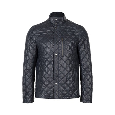  Erkek Lacivert Kapitone Deri Ceket