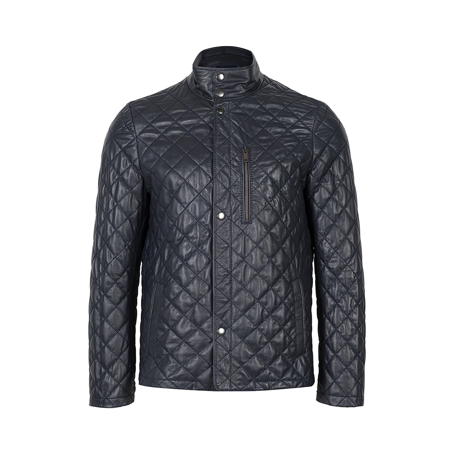  Erkek Lacivert Kapitone Deri Ceket