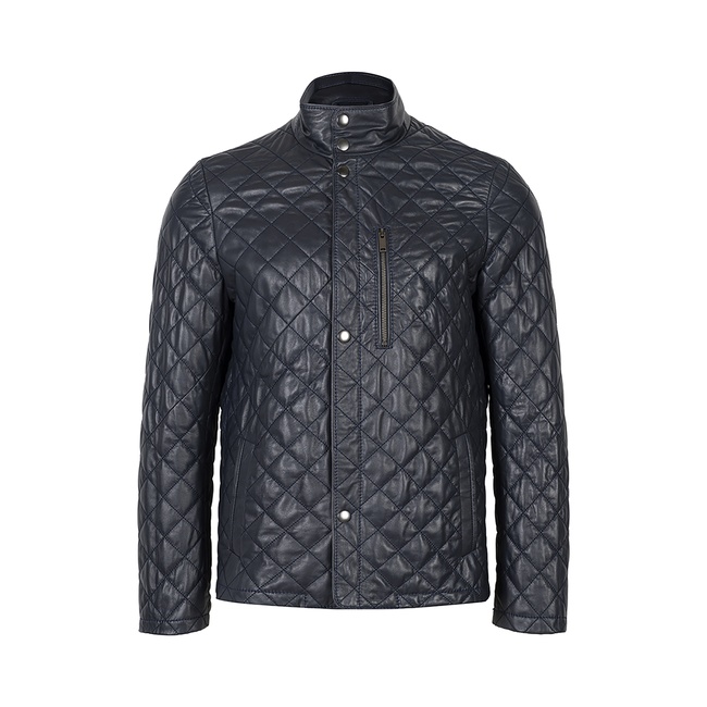  Erkek Lacivert Kapitone Deri Ceket