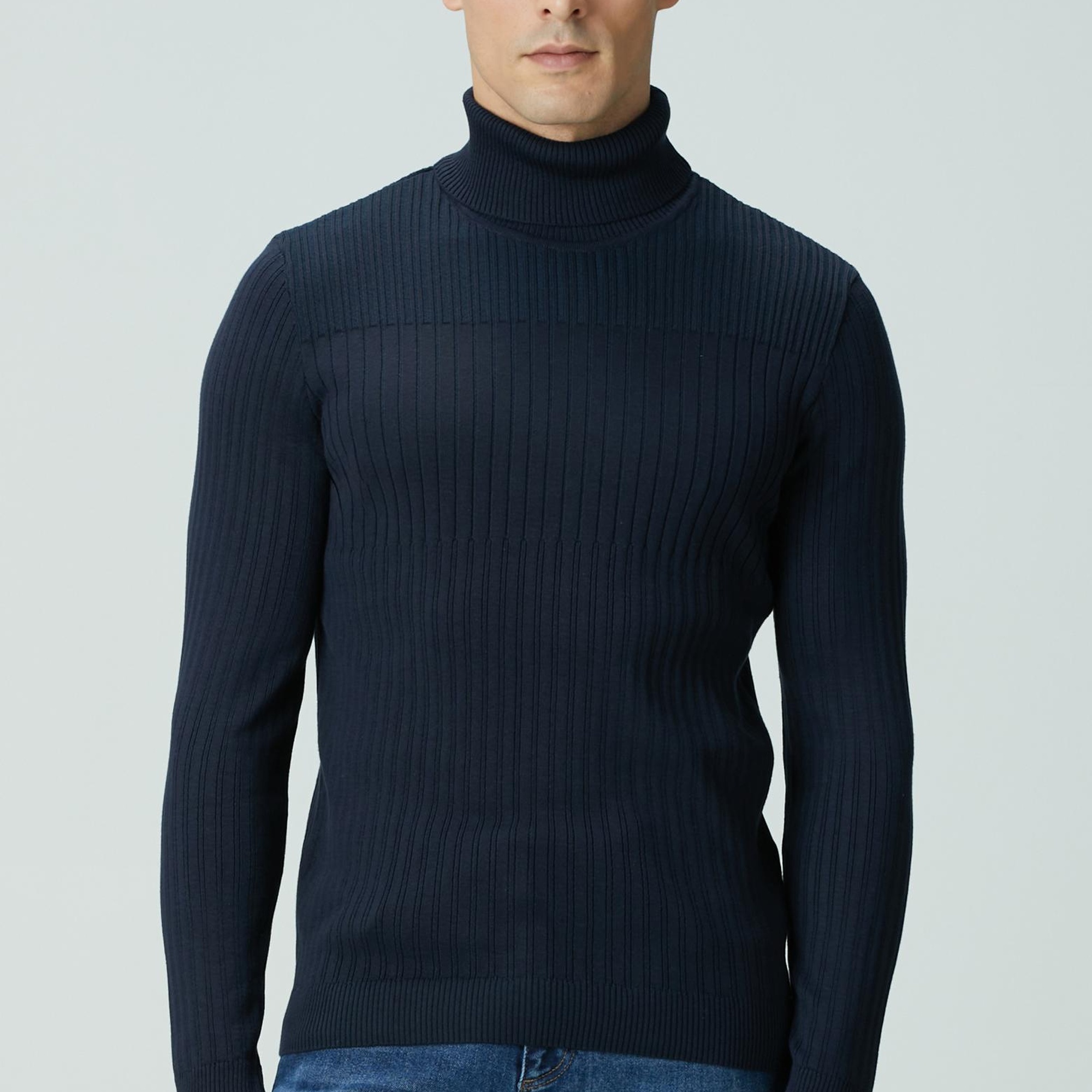 Network Erkek Lacivert Balıkçı Yaka Triko Kazak