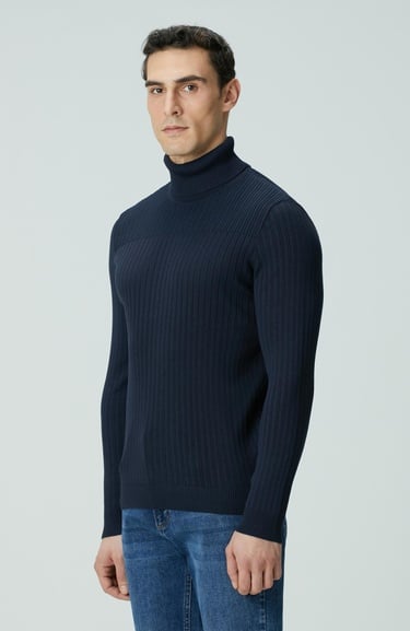  Network Erkek Lacivert Balıkçı Yaka Triko Kazak