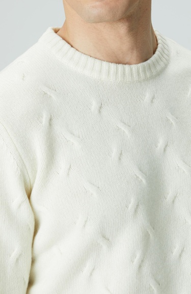  Network Erkek Limited Kırık Beyaz Yün Kaşmir Karışımlı Triko