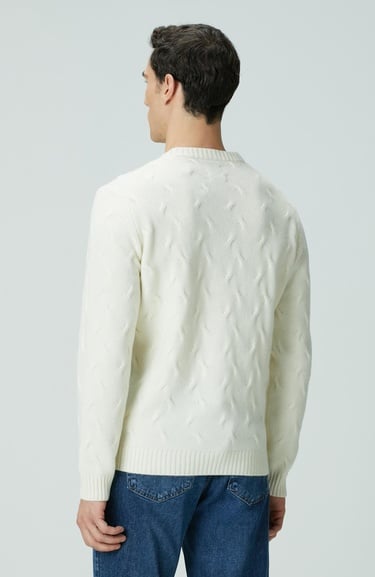  Network Erkek Limited Kırık Beyaz Yün Kaşmir Karışımlı Triko
