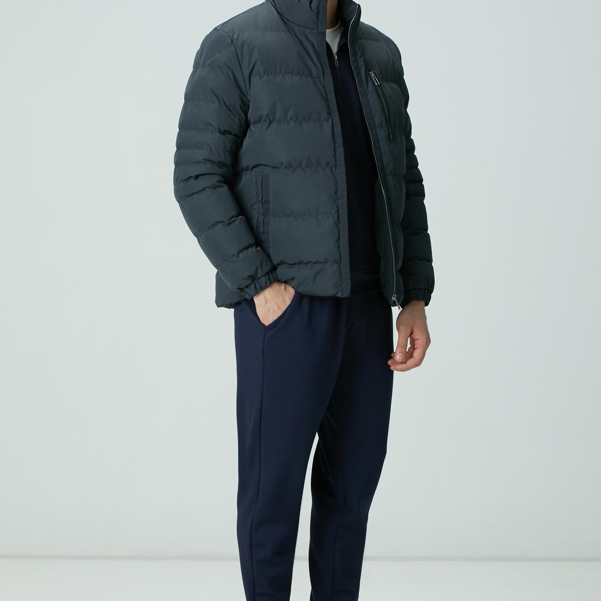 Network Erkek Antrasit Cep Detaylı Ray Kapitone Mont