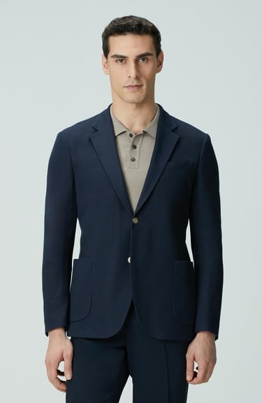  Network Erkek Lacivert Armürlü Ceket