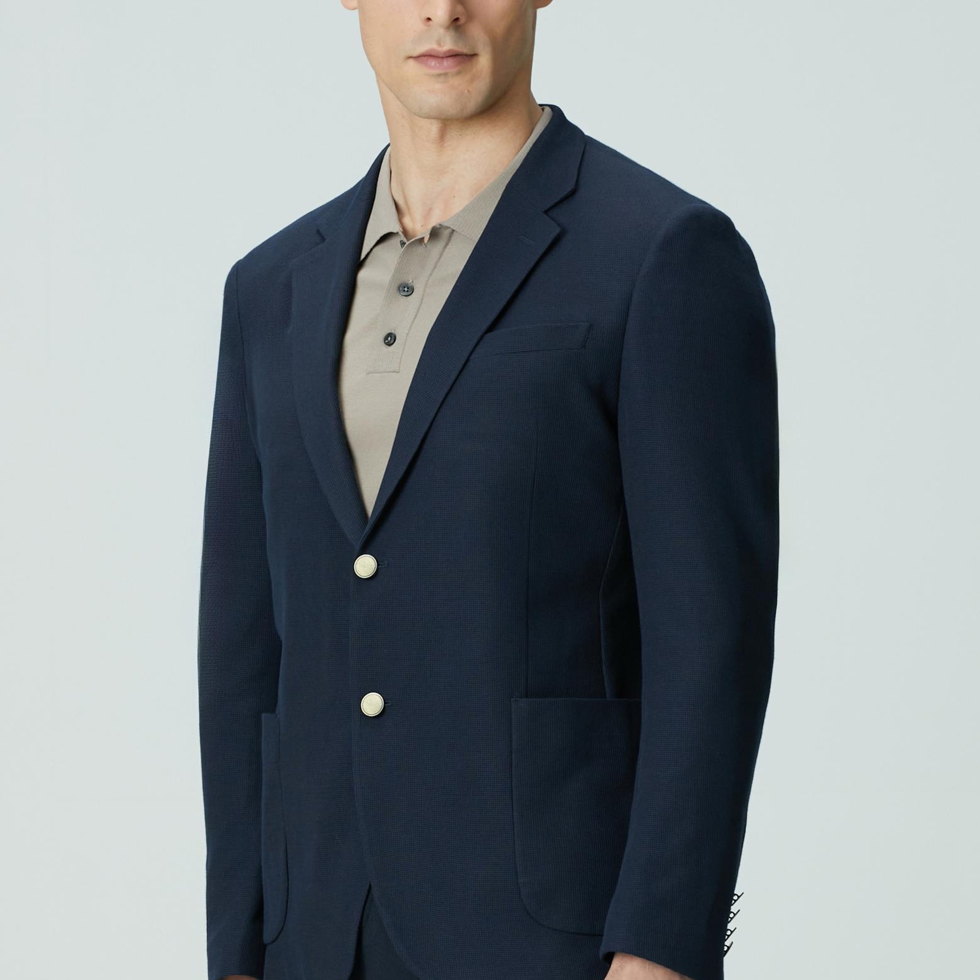 Network Erkek Lacivert Armürlü Ceket