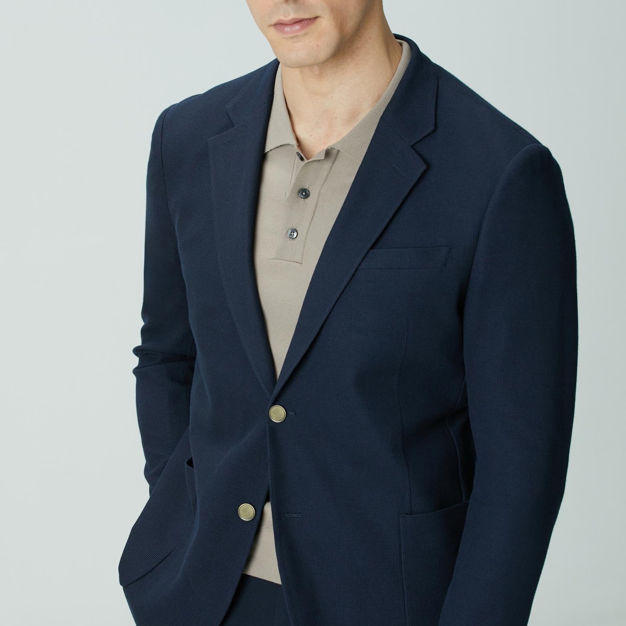 Network Erkek Lacivert Armürlü Ceket