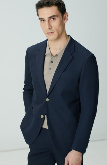  Network Erkek Lacivert Armürlü Ceket