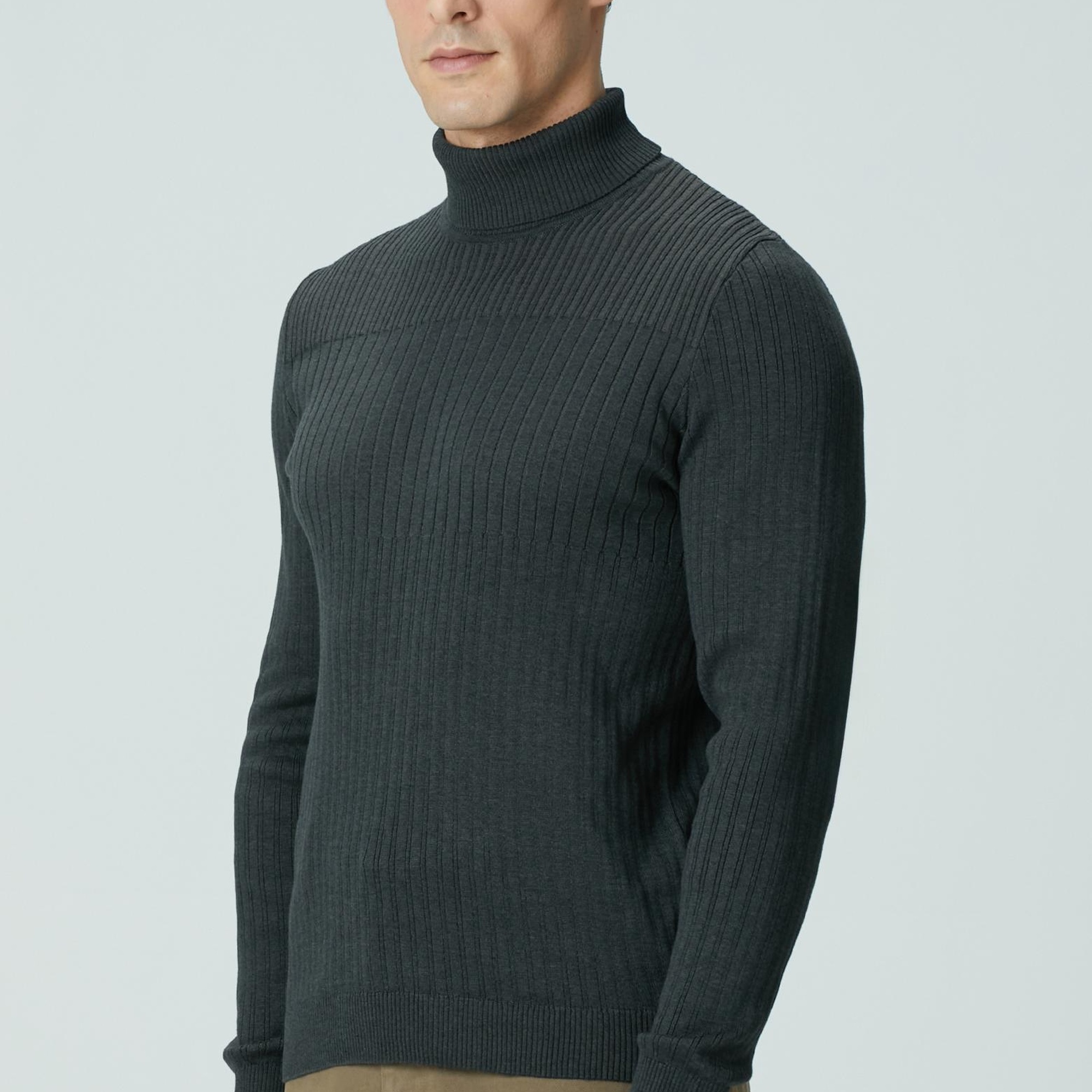 Network Erkek Antrasit Balıkçı Yaka Triko Kazak