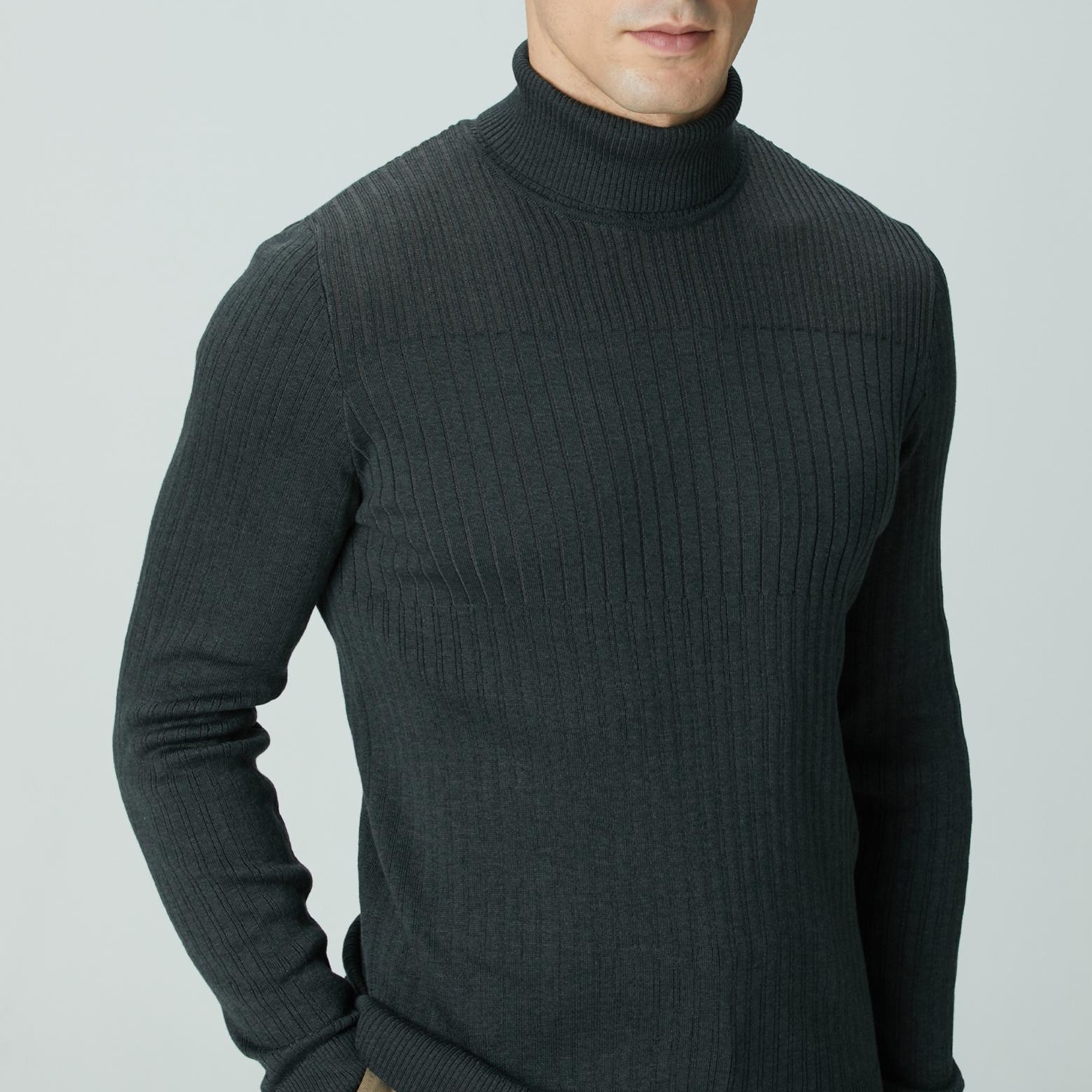 Network Erkek Antrasit Balıkçı Yaka Triko Kazak