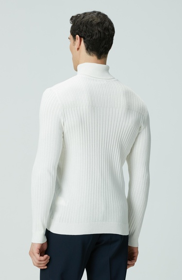  Network Erkek Kırık Beyaz Balıkçı Yaka Triko Kazak