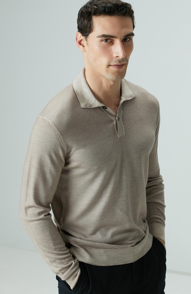  Network Erkek Limited Bej Melanj Yün Triko Kazak