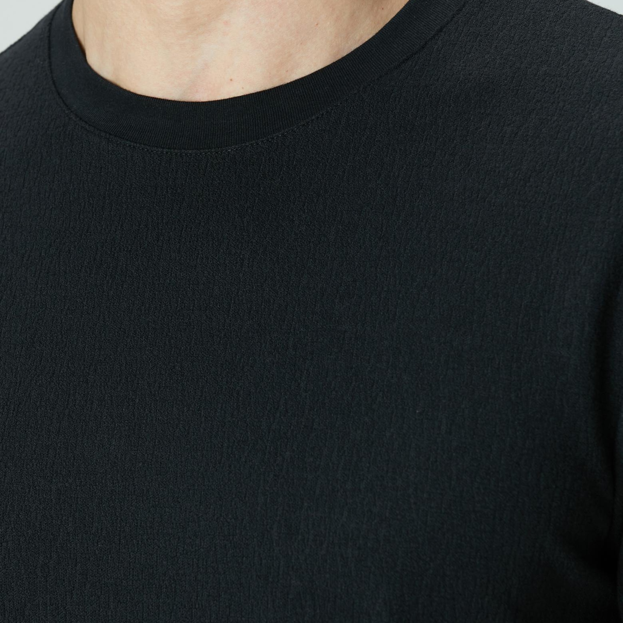 Network Erkek Siyah Bisiklet Yaka Jakarlı T-shirt