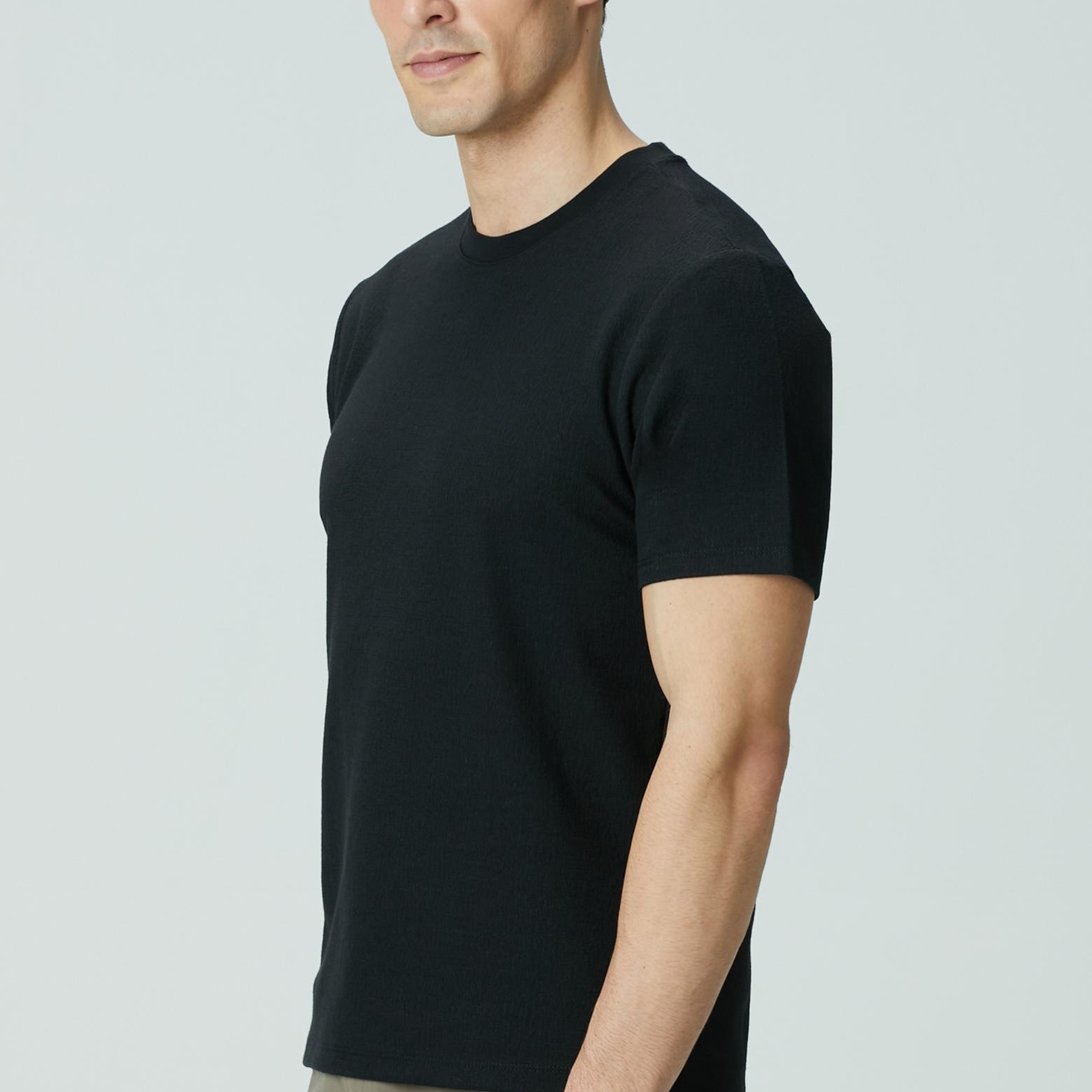 Network Erkek Siyah Bisiklet Yaka Jakarlı T-shirt