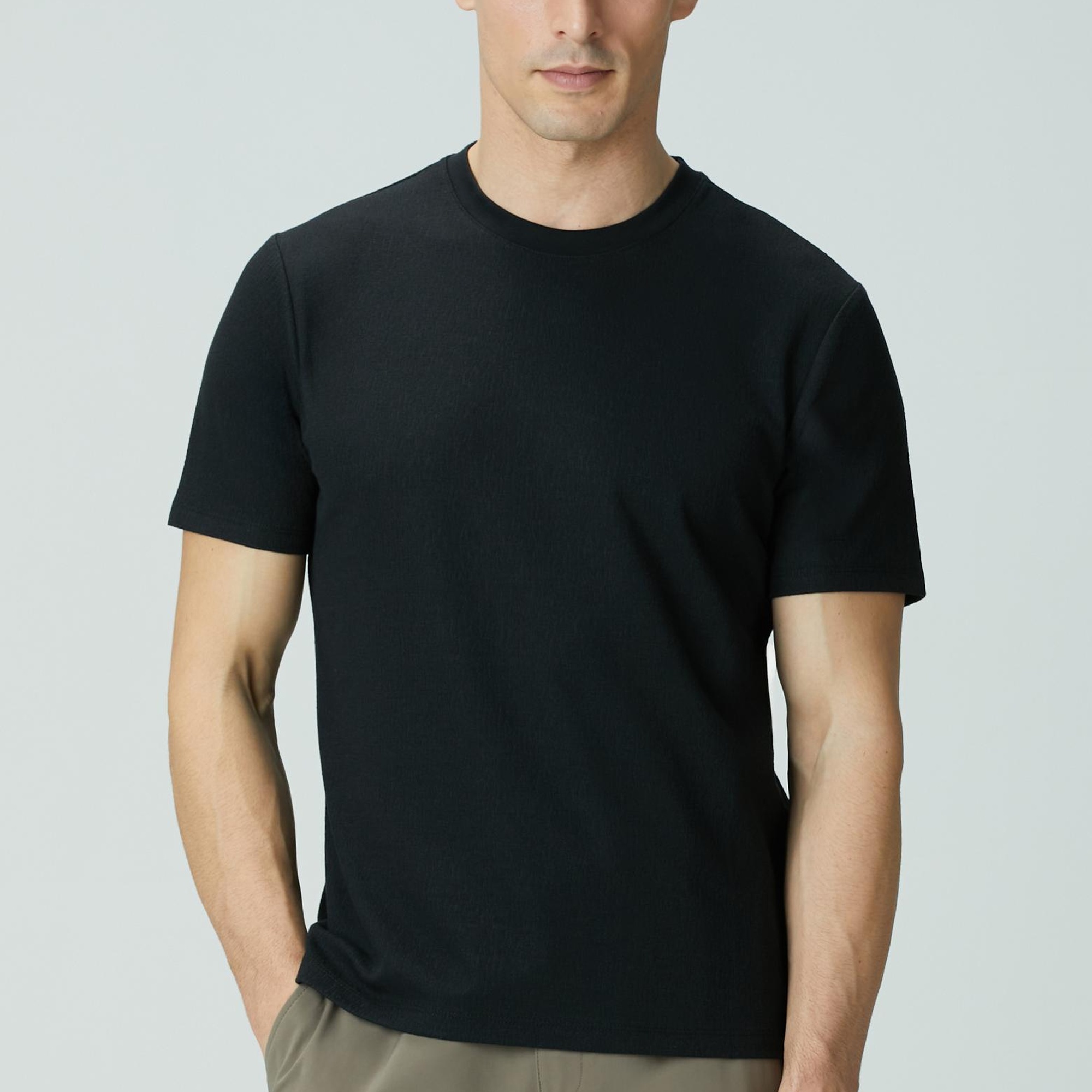 Network Erkek Siyah Bisiklet Yaka Jakarlı T-shirt