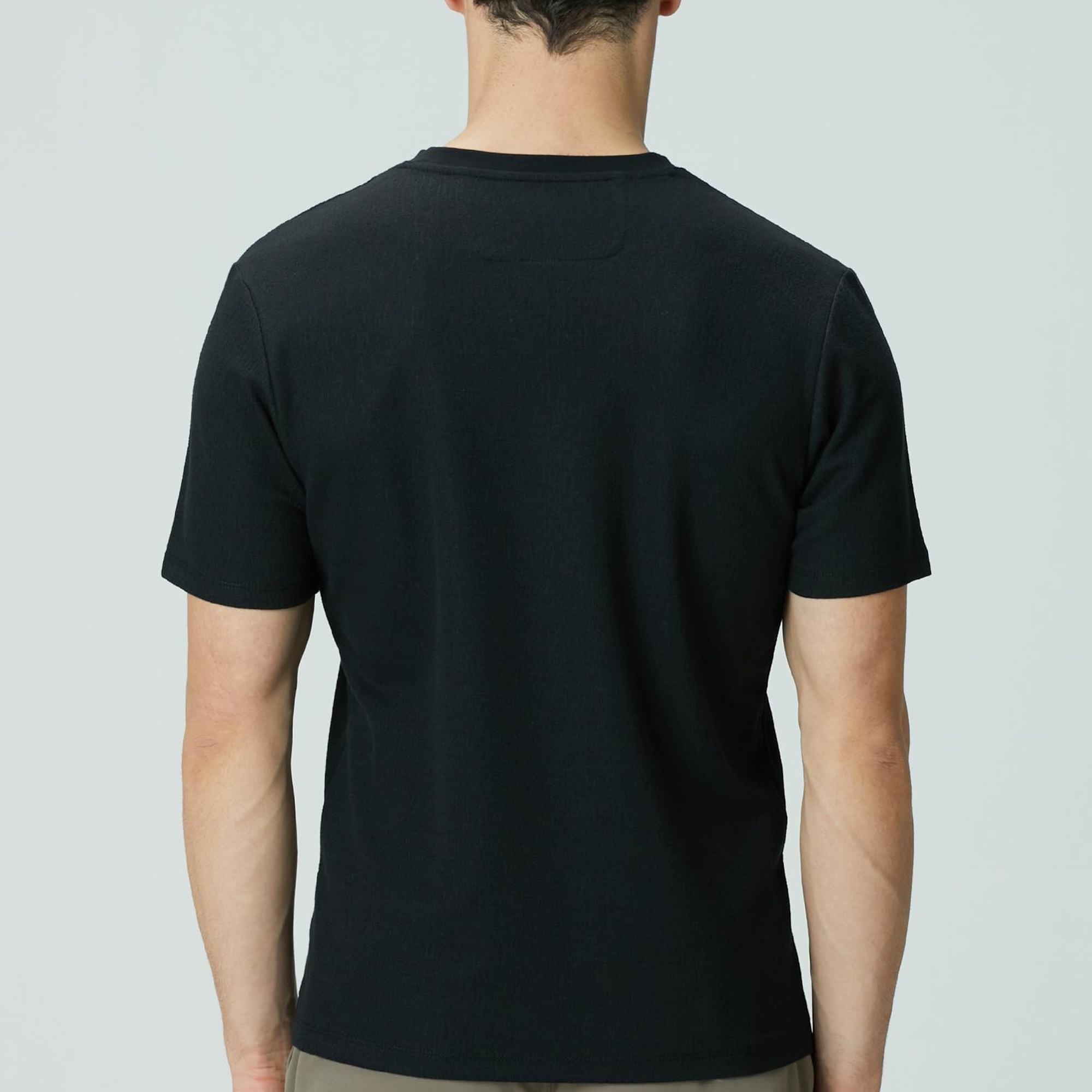 Network Erkek Siyah Bisiklet Yaka Jakarlı T-shirt