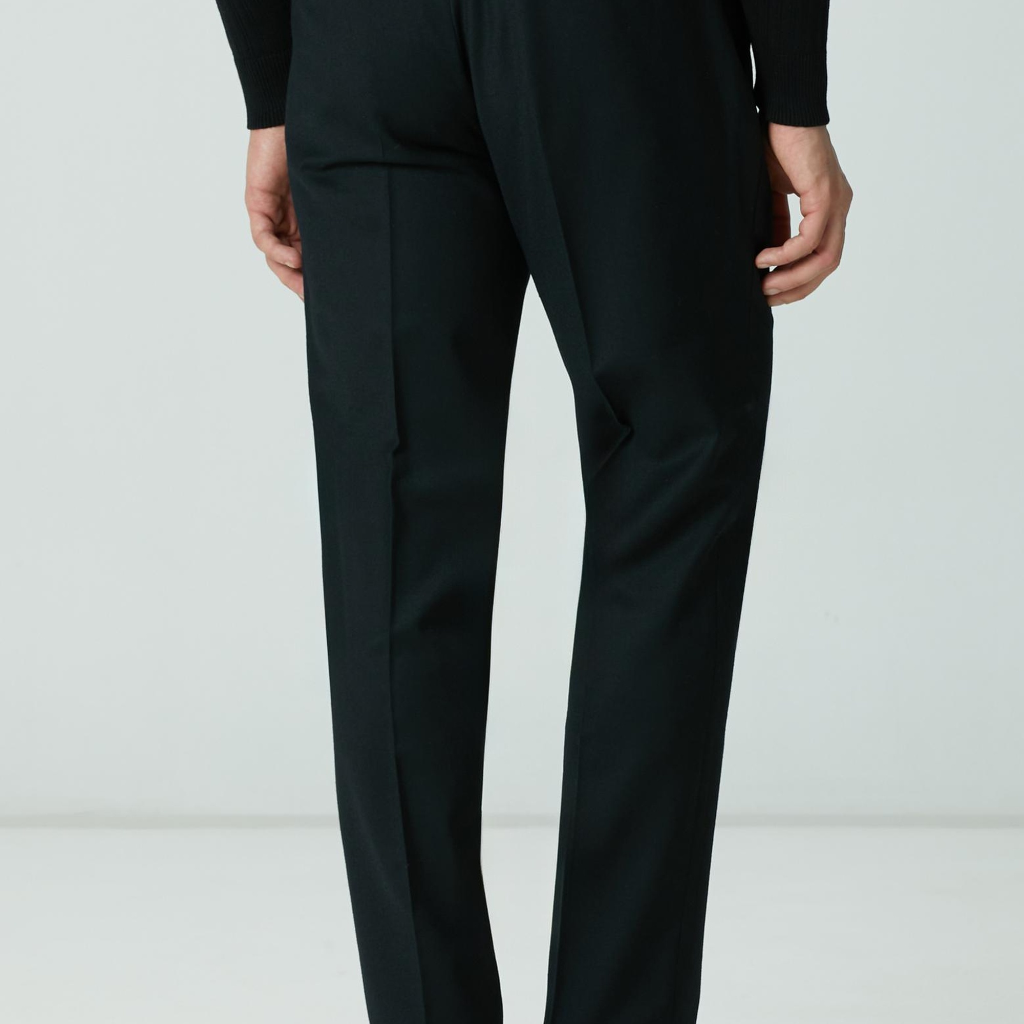 Network Erkek Siyah Kemerli Yün Karışımlı Pantolon