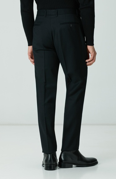  Network Erkek Siyah Kemerli Yün Karışımlı Pantolon