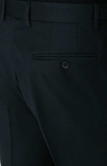  Network Erkek Siyah Kemerli Yün Karışımlı Pantolon