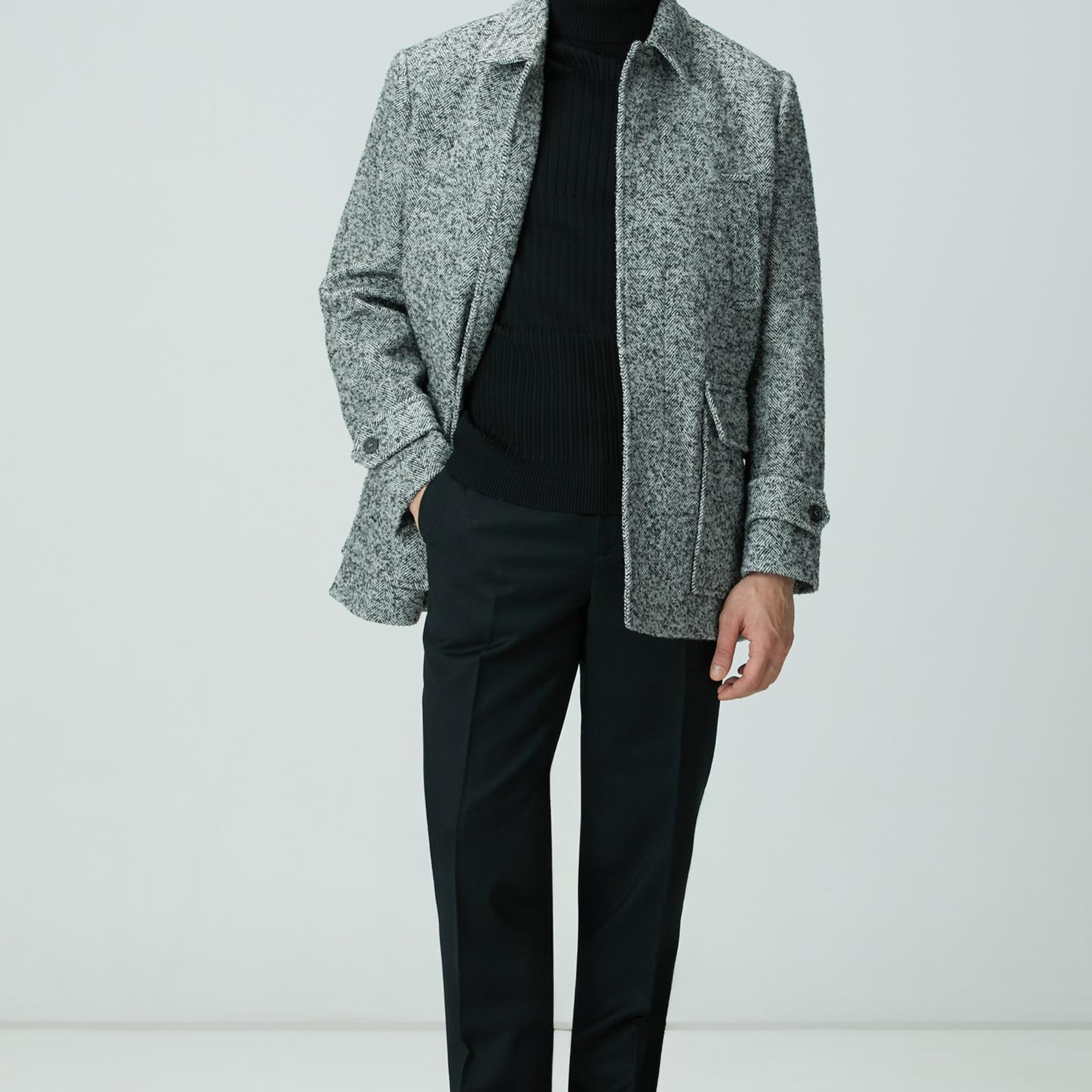 Network Erkek Siyah Kemerli Yün Karışımlı Pantolon