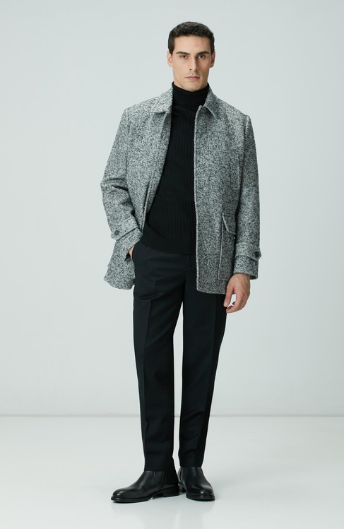  Network Erkek Siyah Kemerli Yün Karışımlı Pantolon