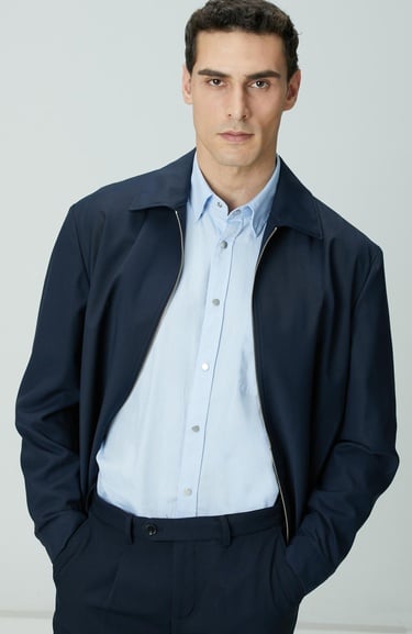  Network Erkek Lacivert Yün Mont