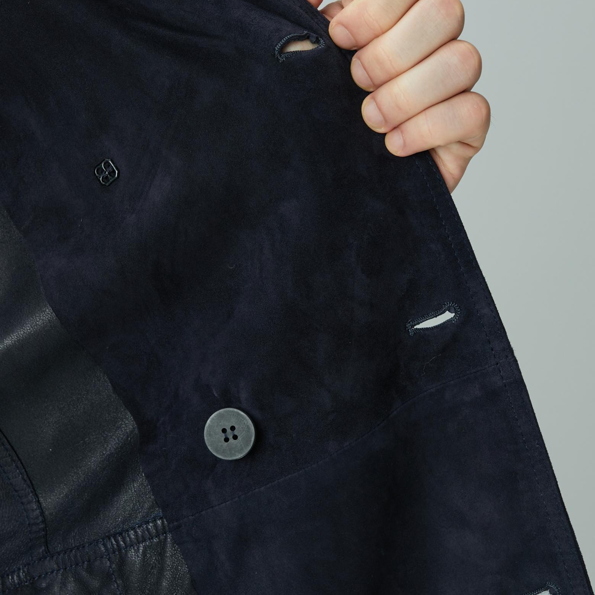 Network Erkek Lacivert Çift Taraflı Degrade Süet Pardesü