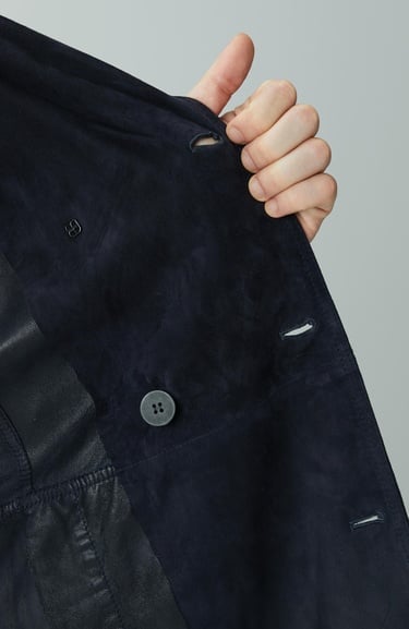  Network Erkek Lacivert Çift Taraflı Degrade Süet Pardesü