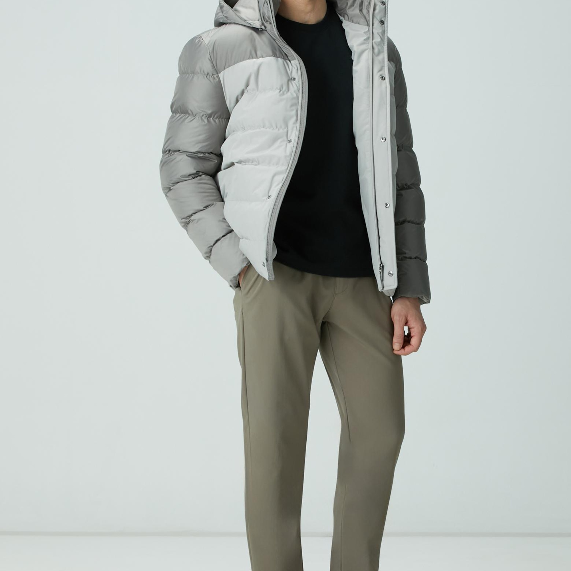 Network Erkek Gri Kapüşonlu Ray Kapitoneli Casual Kaban