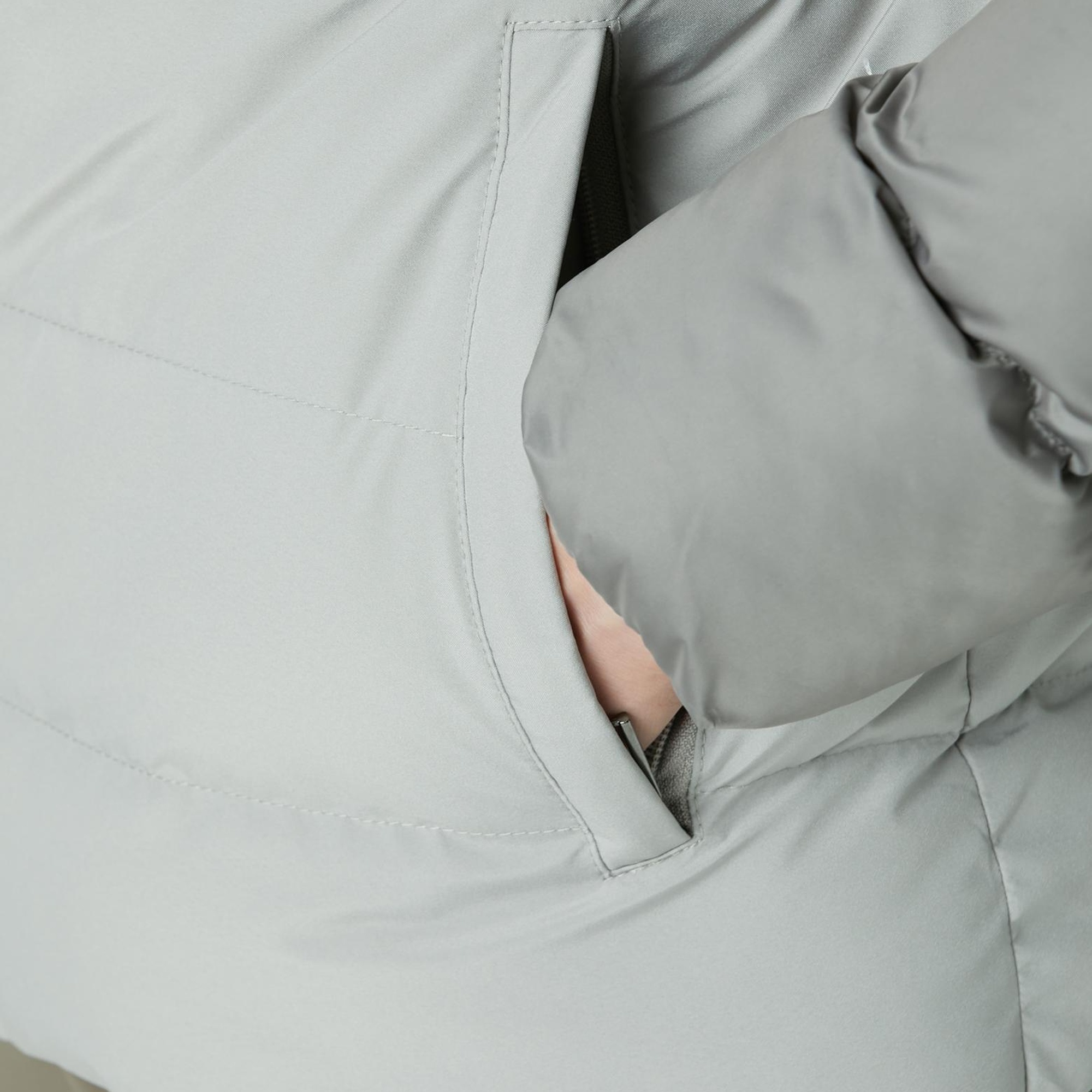 Network Erkek Gri Kapüşonlu Ray Kapitoneli Casual Kaban