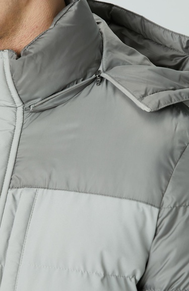  Network Erkek Gri Kapüşonlu Ray Kapitoneli Casual Kaban