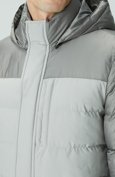  Network Erkek Gri Kapüşonlu Ray Kapitoneli Casual Kaban