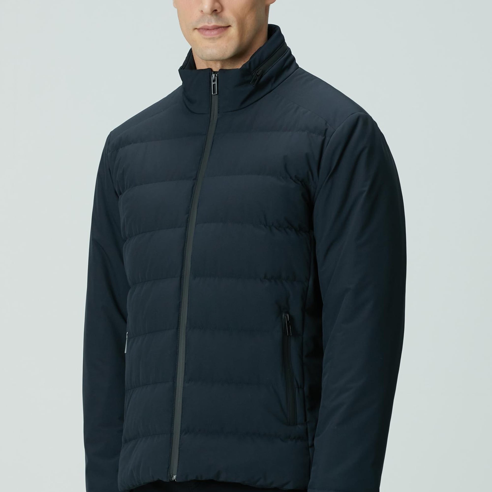 Network Erkek Lacivert Su Geçirmez Fermuarlı Casual Kaban